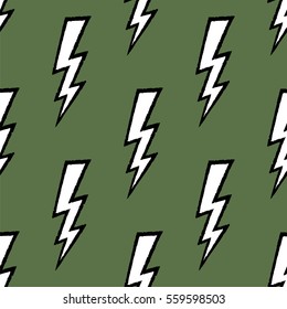 Flash, lightning bolt seamless pattern. Vector illustration