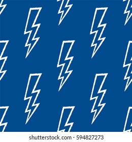 Flash, lightning bolt seamless pattern. Lapis Blue and white color. Vector illustration