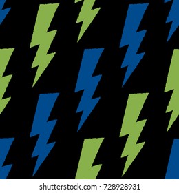 Flash, lightning bolt seamless pattern. Vector illustration