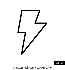 Blitz, Blitz, Donnerschlag, Strom, Hochspannung oder Energie Vektorsymbol im Linienstil für Webdesign, App, UI, einzeln auf weißem Hintergrund. Bearbeitbarer Strich. EPS10-Vektor.