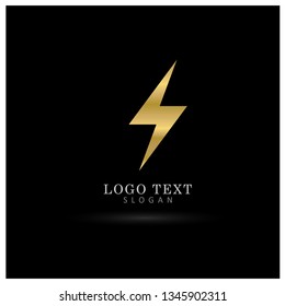 Flash & Lightning Gold Logo. Symbol & Icon Vector Template.