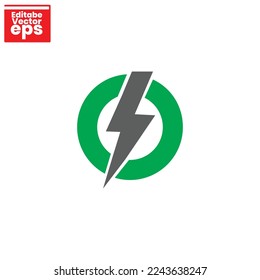 icono de relámpago aislado. icono de la energía ecológica freiendly. la electricidad con cargo ecológico.