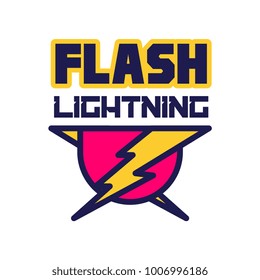 Flash lightning logo, badge with lightning symbol, design element for company identity vector Illustration