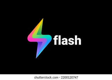 Flash Lightning Logo Energy Power Electric Bolt Colorful Design Vector Template.