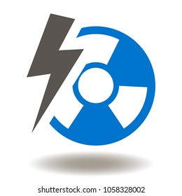 Flash Lightning Nuclear Energy Icon Vector. Power Energies Illustration. Atomic Manufacturing Logo Symbol.