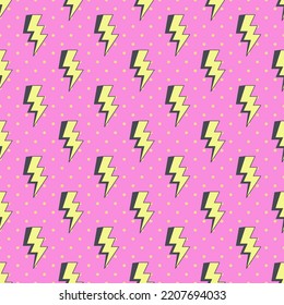 Flash lightning polka dot seamless pattern, girl power style background.