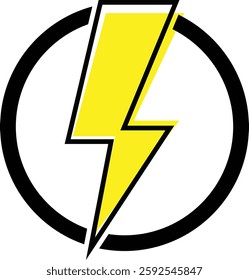 Flash lightning power icon. Energy and thunder electricity symbol concept. Thunder bolt flash vector isolated on transparent background, yellow flash lightning bolt icon. Vector illustration.