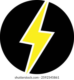 Flash lightning power icon. Energy and thunder electricity symbol concept. Thunder bolt flash vector isolated on transparent background, yellow flash lightning bolt icon. Vector illustration.