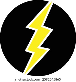 Flash lightning power icon. Energy and thunder electricity symbol concept. Thunder bolt flash vector isolated on transparent background, yellow flash lightning bolt icon. Vector illustration.