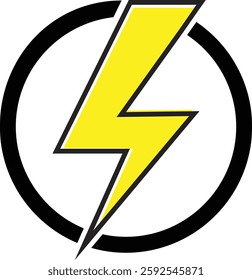 Flash lightning power icon. Energy and thunder electricity symbol concept. Thunder bolt flash vector isolated on transparent background, yellow flash lightning bolt icon. Vector illustration.