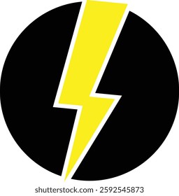 Flash lightning power icon. Energy and thunder electricity symbol concept. Thunder bolt flash vector isolated on transparent background, yellow flash lightning bolt icon. Vector illustration.