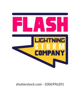 Flash lightning storm company logo template, design element for business badge, power label vector Illustration