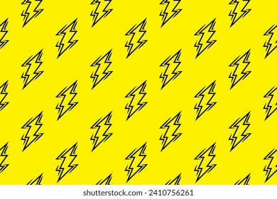 flash lightning thunder abstract geometric style seamless pattern template yellow background wallpaper design