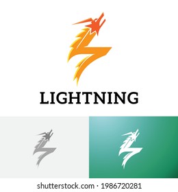 Flash Lightning Thunder Dragon Electricity Power Energy Logo
