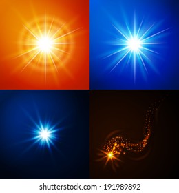 Flash lights collection. Stars. Vector illustration