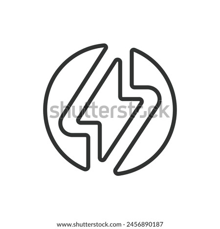 Flash, in line design. Flash, lighting, speed, photography on white background vector. Flash editable stroke icon.