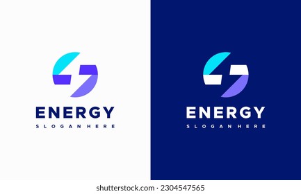 Flash Logo circle abstract design vector template. Lighting bolt icon. Thunder electricity Power Fast Speed Logotype concept.