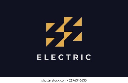 Flash Logo Design, Electrical Identity, Geometric Shapes With Lightning negative space, Vector Template