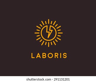 Flash Logo Design Template. Lined Globe Icon. Abstract Sun Symbol. Energy Modern Sign. Breakthrough, Mark.