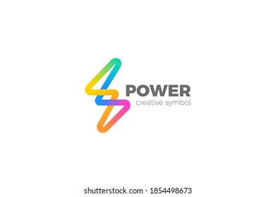 Flash Logo Energy Power Colorful design vector template. Thunderbolt voltage electric Logotype concept icon