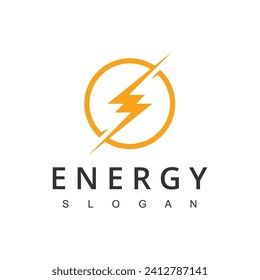 Plantilla de vector de diseño de energía con logotipo Flash. Logotipo eléctrico de voltaje del tornillo de escape