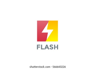 Flash Logo square design vector template. Thunderbolt symbol.
Energy Power electric speed creative Logotype concept