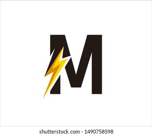 Flash M Letter Logo, Electrical Bolt Logo Vector