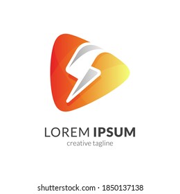 Flash media play logo with simple modern concept