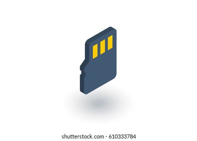 Flash memory SD card isometric flat icon. 3d vector colorful illustration. Pictogram isolated on white background