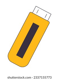 Flash memory stick flat line color isolated vector object. USB drive electronic device. Editable clip art image on white background. Simple outline cartoon spot illustration for web design