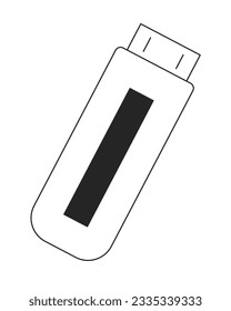 Flash memory stick flat monochrome isolated vector object. USB drive electronic device. Editable black and white line art drawing. Simple outline spot illustration for web graphic design