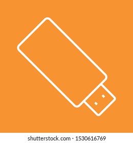 Flash memory, thin lines web and social media icon, stock vector illustration, EPS10.