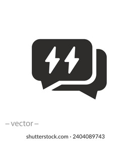 flash message icon, rude answer, bad feedback, flat symbol - editable stroke vector illustration