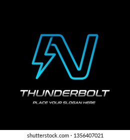Flash N letter vector logo template. This font with thunder symbol. Logotype. Alphabet suitable for fast, power, electric, identity, moving and speed.