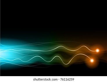 flash neon lines on the black