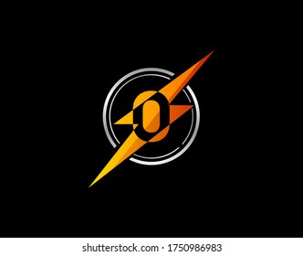 Flash O Letter Logo. Creative Icon Created From Negative Space of Initial O Combined With Thunder Shape Design.