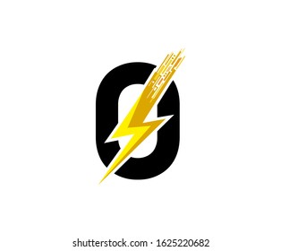 Flash O Letter Logo, Digital Data Electrical Bolt Logo Vector