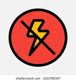 Flash off icon in filled line style about camera, use for website mobile app presentation
