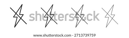 Flash off icon outline symbol. Editable Stroke collection.