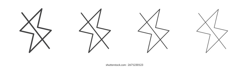 Flash off icon. Thin line icon for website design and development, app development.