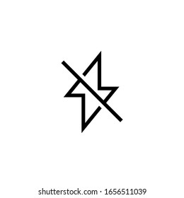 Flash off vector icon in linear, outline icon isolated on white background
