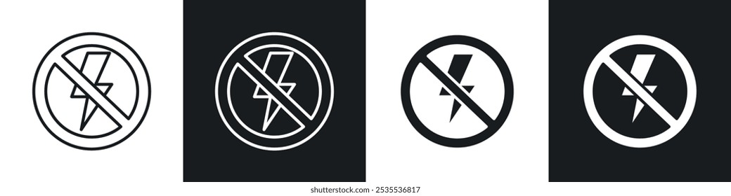 Flash off vector icon set in black and white. EPS 10 illustration