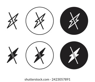 Flash Off Vector Illustration Set. Energy Control sign suitable for apps and websites UI design style.