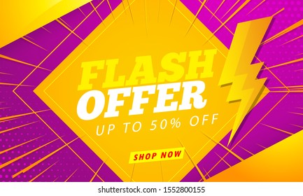 Plantilla de banner de la oferta Flash púrpura