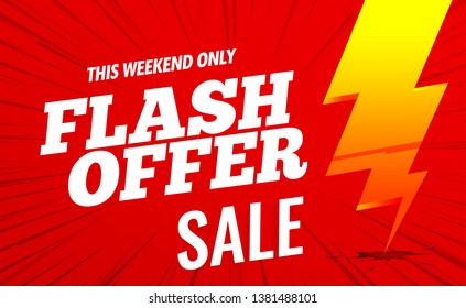 Flash offer sale banner template red.