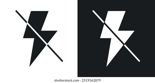 Flash offline vector icon set in solid and outline style.