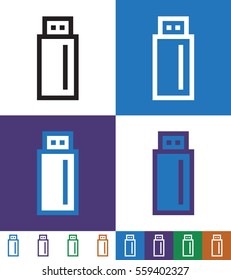Flash Pen Drive Flat minimal icon vector