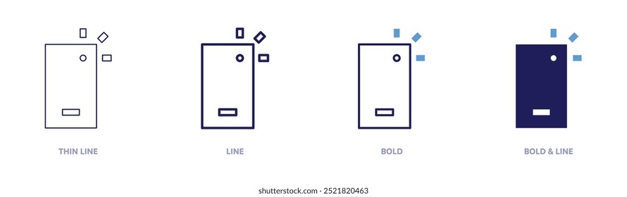 Flash phone icon in 4 different styles. Thin Line, Line, Bold, and Bold Line. Duotone style. Editable stroke.