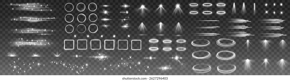 Flash png light lens beam spot projection lamp empty stage theater magic show abstract scene glitter floodlight white neon interior illustration spotlight flare bright effect