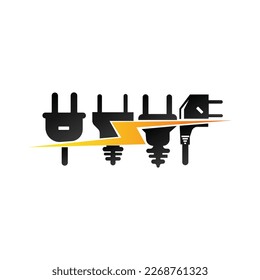 Flash power cable logo and vector symbol